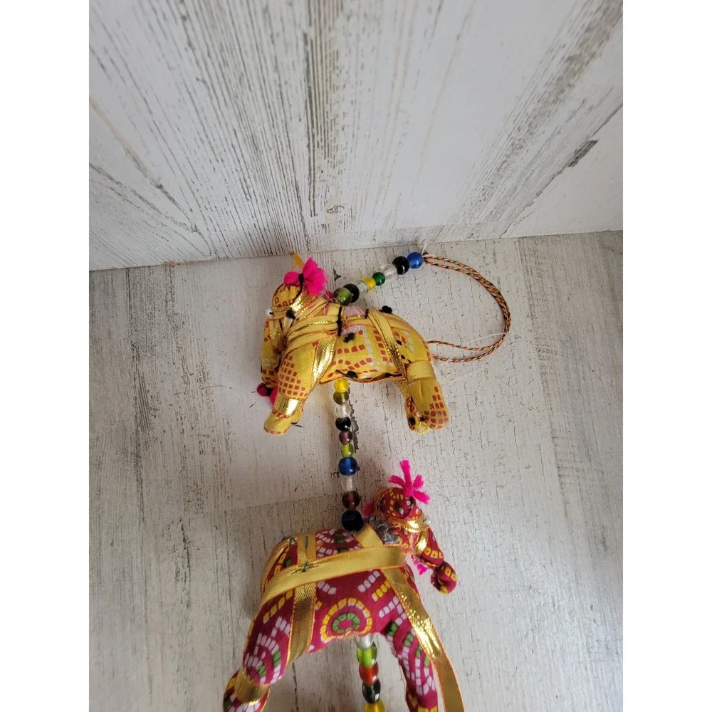 Rastogi‎ Indian elephant colorful string chain plush vintage home decor unique